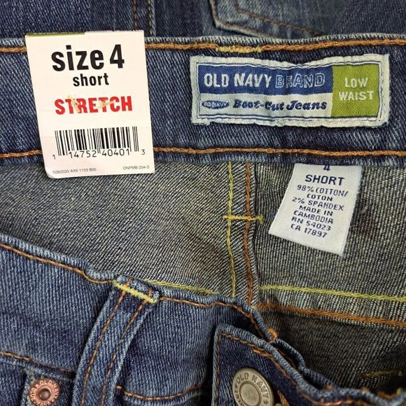 Old Navy Women's Blue Denim Low Waist Boot Cut Stretch Jeans 4 Short - Picture 7 of 8